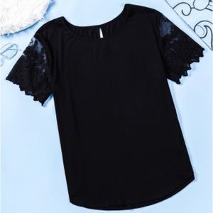 New.  Black. Lace Crochet Sleeve - Keyhole back.  Plus size.